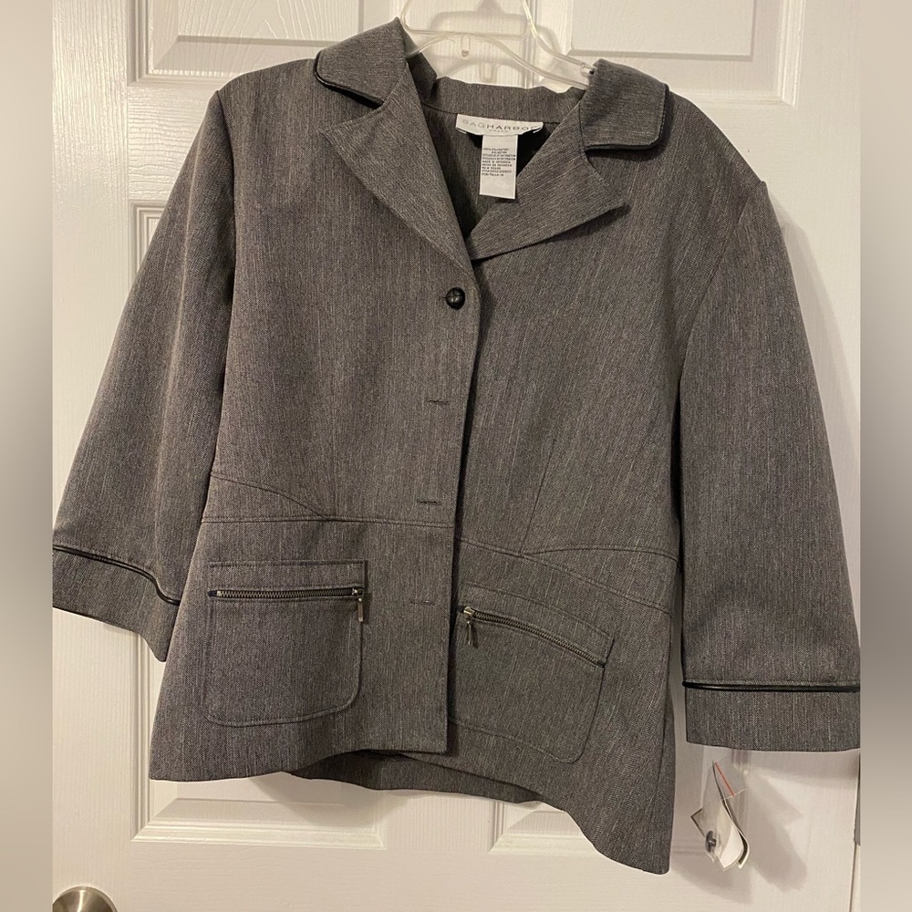 Sag Harbor GREY ZIPPER BLAZER SIZE 14
